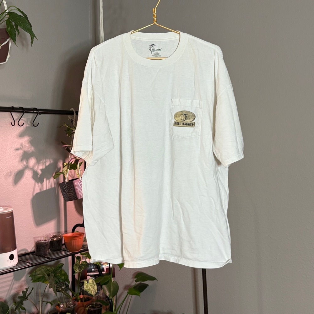 Reel Legends White Graphic Pocket T-Shirt Mens Fishing Outdoors